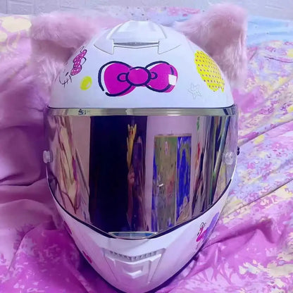 Sanrio Kuromi Cartoon Motorcycle Helmet Fashion Hello Kitty Scooter Helmet Cute High Quality Cute Helmet Four Seasons Gift