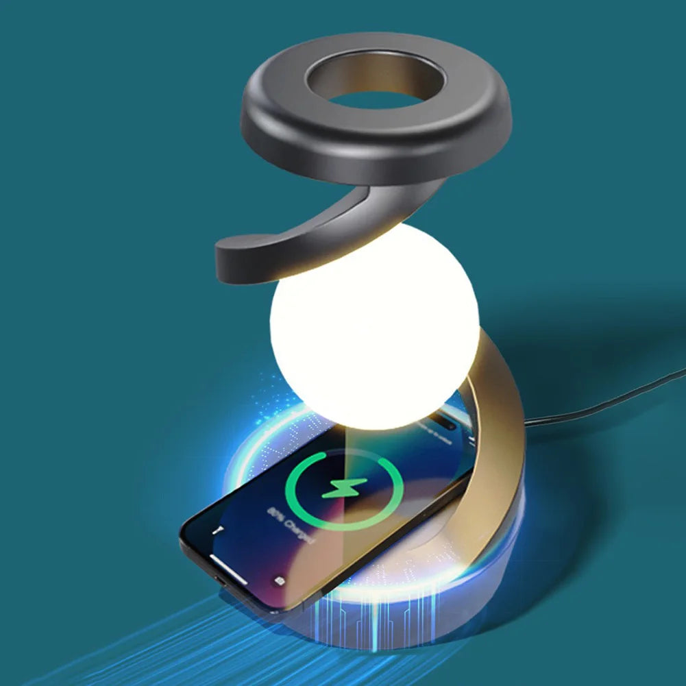 3D Levitating Ball Lamp with Wireless Charging 3D LED Lamp Floating Moon Table Lamp RGB Rotating Wireless Floating Lamp Decor