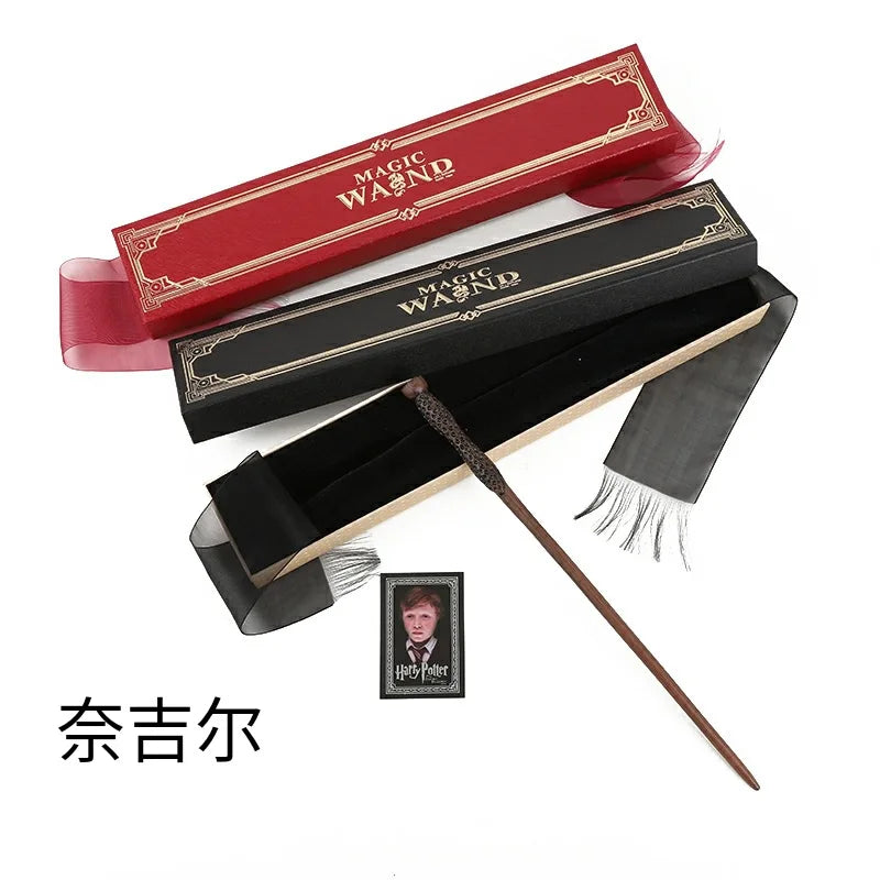 21styles Harry Magic Wand with Hot Stamping Ribbon Box Character Cards Resin Material Cosplay Hermione Prop Voldemort Potter Toy