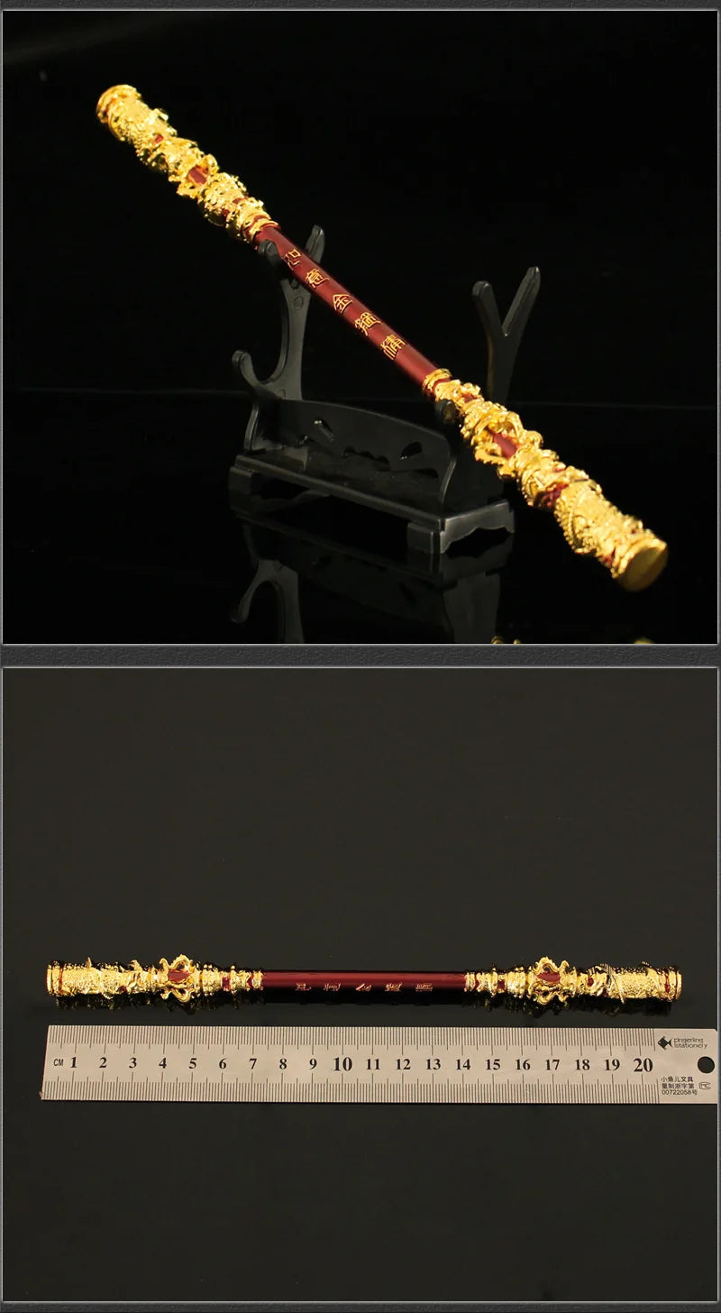 22CM Black Myth Sun Wukong Weapon Golden Hoop Stick Model Semi-metal Ruyi Staff Martial Arts Bo Staffs Souvenir Game Collection