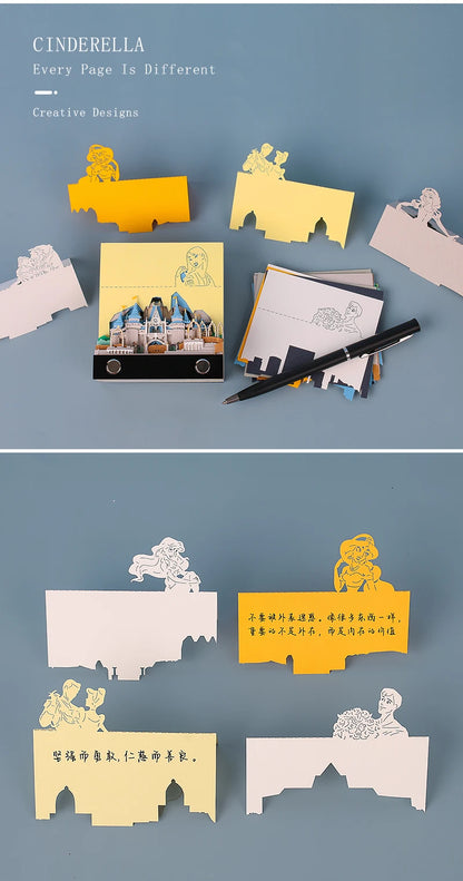 Omoshiroi 3D Note Design Castle Fairy Tale Memo Pad 3D Sticky Notes Princess Scrapbooking Kawaii Accessories Party Favors Gift