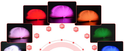 Lampe de lecture pliable à 7 couleurs changeantes, haut-parleur Bluetooth sans fil, lanterne en papier LED rechargeable, lampe de chevet portable