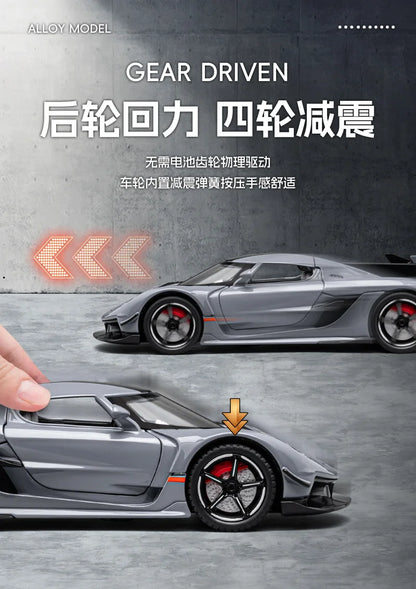 1:22 Jesko coche deportivo simulación de fundición a presión modelo de aleación de metal coche sonido luz pull back colección niños juguete regalos C359