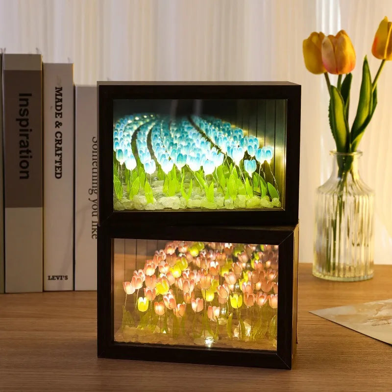20PCS Tulip Nightlight Handmade DIY Photo Frame Huahai Home Decoration Atmosphere Lamp Valentine's Day Christmas Birthday Gift