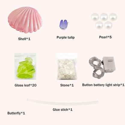 9 Flowers Shell Tulip Night Lamp Handmade Diy Home Decor Bedroom Atmosphere Light Girl Mother Girlfriend Valentine's Day
