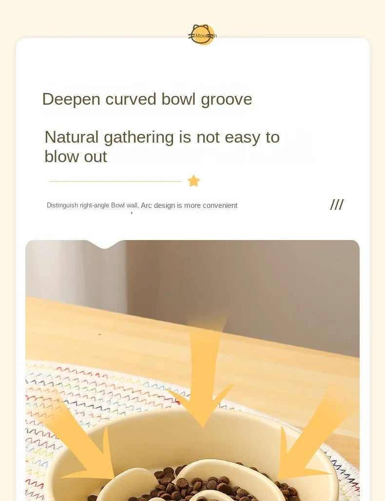 Slow Feeder Cat Bowl Ceramic Cat Food Bowl for Cervical Spine Protection Anti-choking Cat Slow Feeding Dish Bowl Pet Supplies