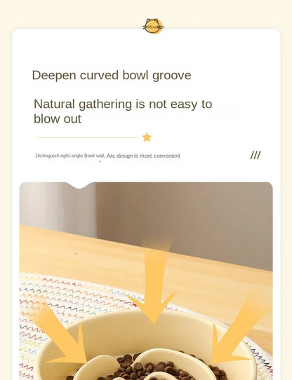 Slow Feeder Cat Bowl Ceramic Cat Food Bowl for Cervical Spine Protection Anti-choking Cat Slow Feeding Dish Bowl Pet Supplies