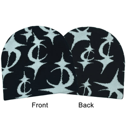 2024 New Knitted Hat Front And Back Jacquard Star Pattern, Street Fashion Trend Personality Skullcap Adult Hat