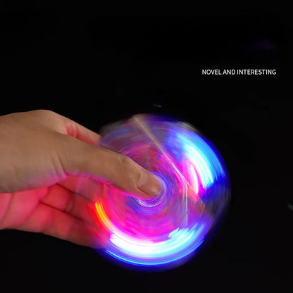 2-in-1 Luminous Fingertip Spinner Folding Lighter Transparent Rotating Decompression Windproof Lighter Men's Gifts