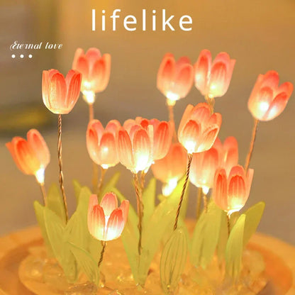 Tulip Night Light Tulip Flower Table Lamp DIY Simulation Tulip LED Night Light Handmade Bedside Light Christmas New Year Gift