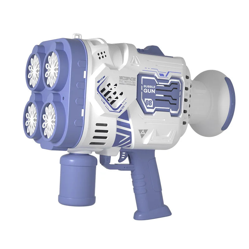 Pistolet à bulles, fusée, machine à bulles de savon, lanceur spatial électrique, cadeaux pour la fête des enfants, continue de produire des bulles avec lumière LED