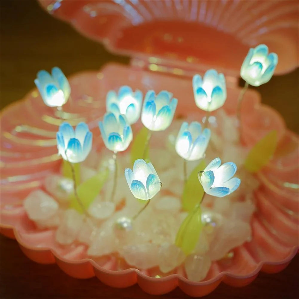 Tulip Seashell Nightlight DIY Tulip Night Light Cute Handmade Tulip Flower DIY Bedside Lamp for Birthday Christmas Gift Romantic