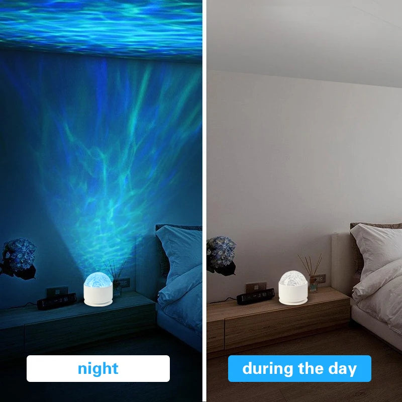 RGB Projection Night Light Wave Projector Light Gradual Water Lamp with Remote Control for Home Room Party Christmas Decor Light