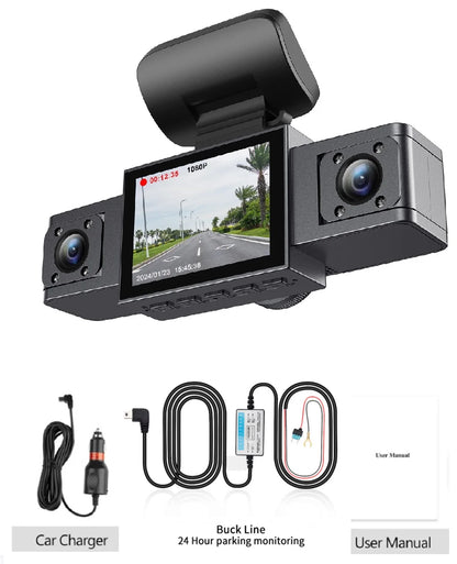 3 Channel Dash Cam Video Recorder Three Lens Car Camera with Rear View DVR 24H Parking Monitor Black Box