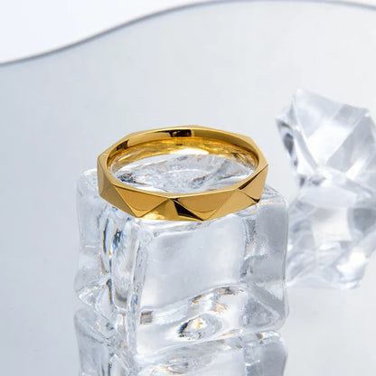 2024 New Couple Wedding Ring 3D Cutting Stainless Steel Promise Love Wedding Women's Engagement Ring Fashion Jewelry Gifts