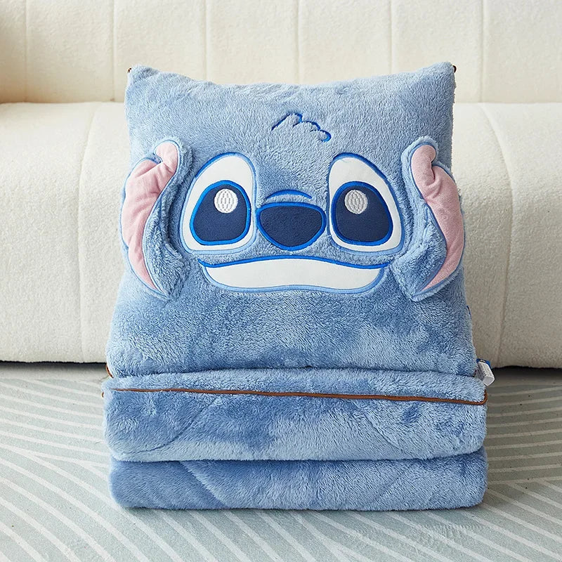 Stitch Disney Throw Pillow Blanket 2-in-1 Kawahiran Velvet Throw Pillow Thickened Nap Blanket Living Room Christmas Gift