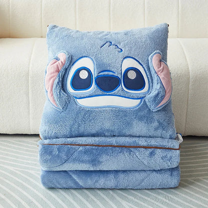 Stitch Disney Throw Pillow Blanket 2-in-1 Kawahiran Velvet Throw Pillow Thickened Nap Blanket Living Room Christmas Gift
