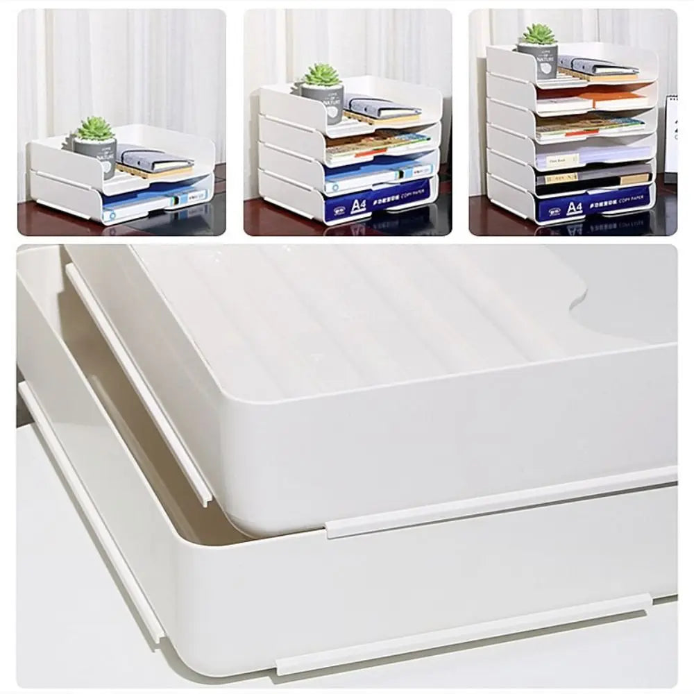 Organizador de escritorio apilable, bandeja para papel, archivador de escritorio para oficina, cartas, libros, documentos, estante para almacenamiento de cosméticos