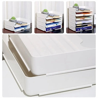 Organizador de escritorio apilable, bandeja para papel, archivador de escritorio para oficina, cartas, libros, documentos, estante para almacenamiento de cosméticos