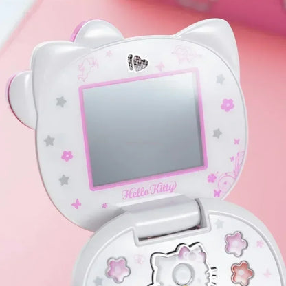 Sanrio Hello Kitty Flip Phone New Cartoon Cute Children White Pink Kawaii Mini Phone Children Birthday Gifts Fashion Model Toys