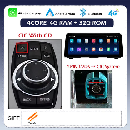 Android 14 Wireless CarPlay For BMW 5 Series F10 F11 2011 - 2017 CIC NBT System Car Radio Multimedia Video Player Navigation GPS