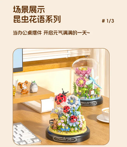 Adults Bouquet Flowers Micro Building Blocks Construction Set for Children Girl 9 to 12 Years Old Animal Insert Mini Bricks Toys
