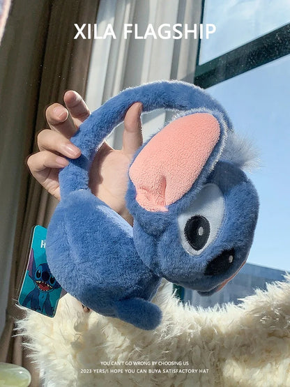 Original Disney Stitch Alex Didi Ear Muffs Gloves Plush Windproof Warm Cute 2024 New Ear Bags Children Ear Cover Winter Kid Gift