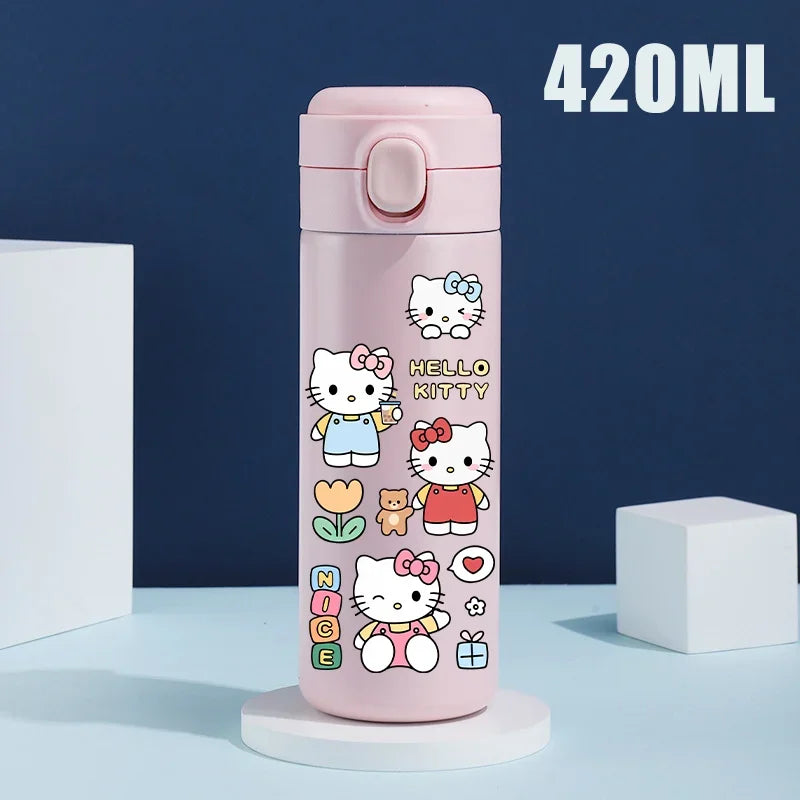 Sanrio 420 ML Thermos Mug Hello Kitty Cartoon 304 Stainless Steel Portable Water Cup Travel Water Bottle Kawaii Cups Kids Gifts