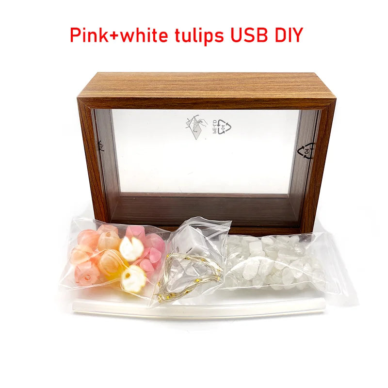 Tulip Nightlight Photo Frame Eternal Flower Home Decor DIY Cute Ornaments Birthday Gift Valentine's Day Surprise Christmas