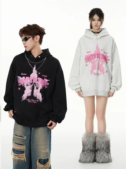 Vintage American Style Streetwear Hooded Loose-Fit Sweatshirt Jacket For Men And Women Versatile Casual Hoodies