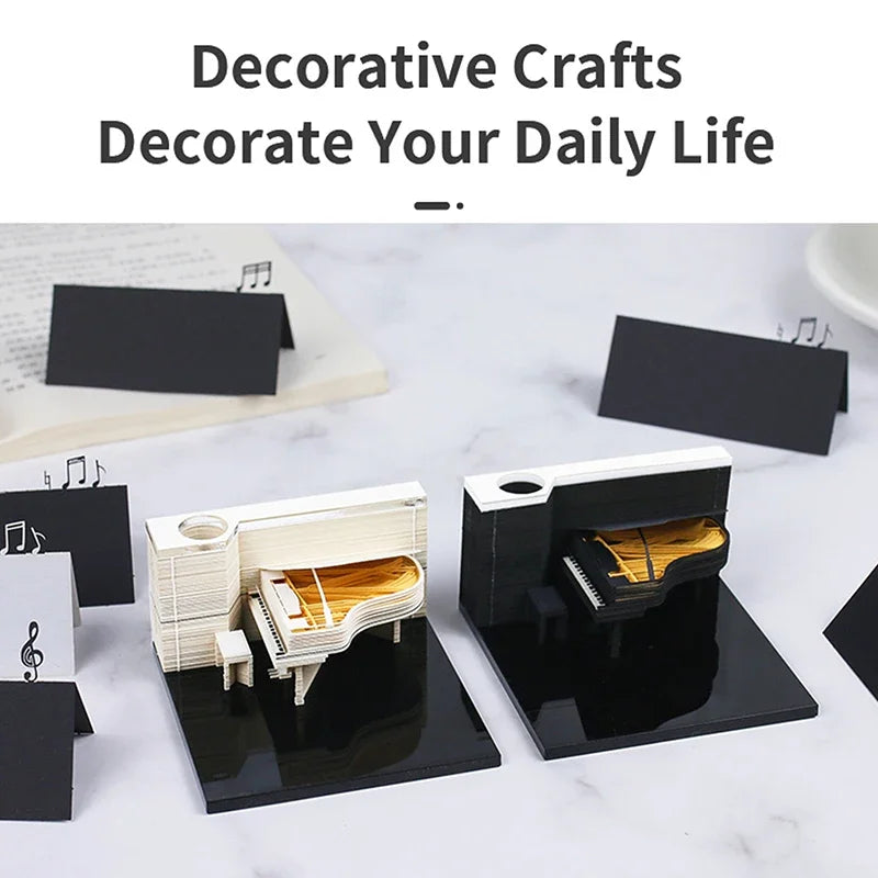 3D Piano Table Calendar Memo Pad Creative Exquisite Handicrafts Souvenirs DIY Desk Decoration New Year Gift for Office School