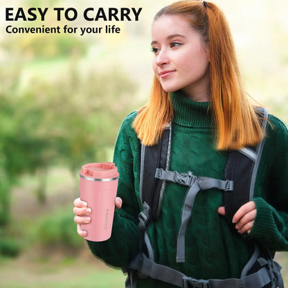 Pink Stainless Steel Coffee Cup Hot Cold Warm Water Beverage Thermo Insulated Leakproof Women Christmas Valentines Day Gifts