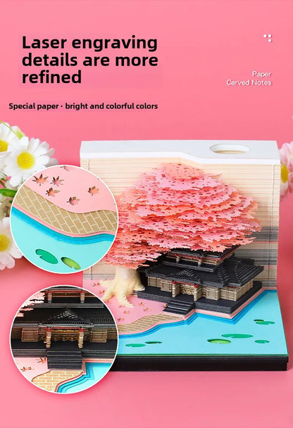 Treehouse 3D Desktop Calendar Sticky Notes Creative Crafts Souvenirs Paper Carvings Post-it Notes New Year Gifts Office Ornament