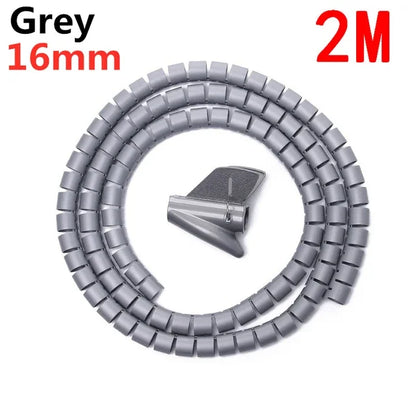 2M/1M Flexible Spiral Cable Wire Protector Cable Organizer Computer Cord Protective Tube Clip Organizer Management Tools 16/10mm