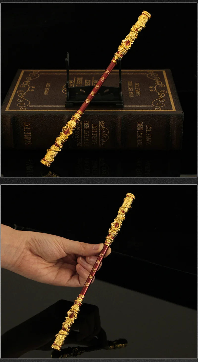 22CM Black Myth Sun Wukong Weapon Golden Hoop Stick Model Semi-metal Ruyi Staff Martial Arts Bo Staffs Souvenir Game Collection