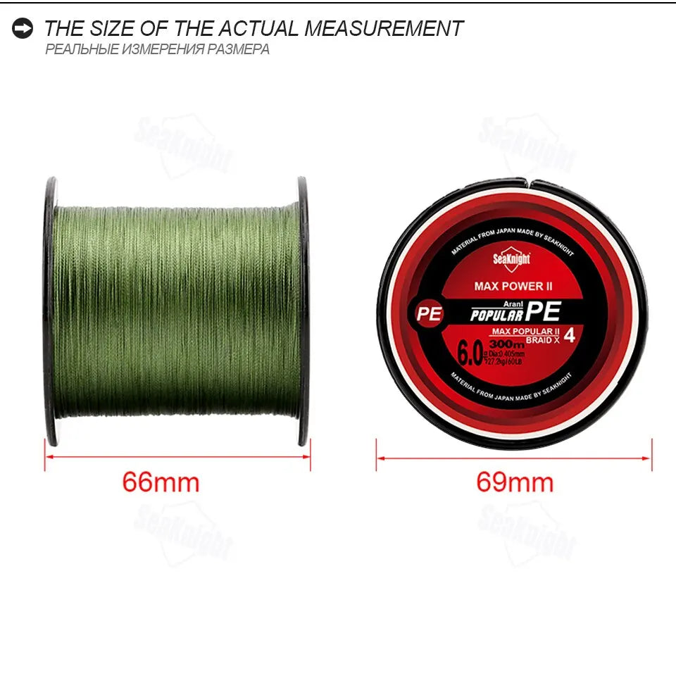 SeaKnight TriPoseidon Series 4 Strands Multifilament Fishing Line 300M PE Braided Line Smooth Carp Fishing 15lb 20lb 25lb 30lb