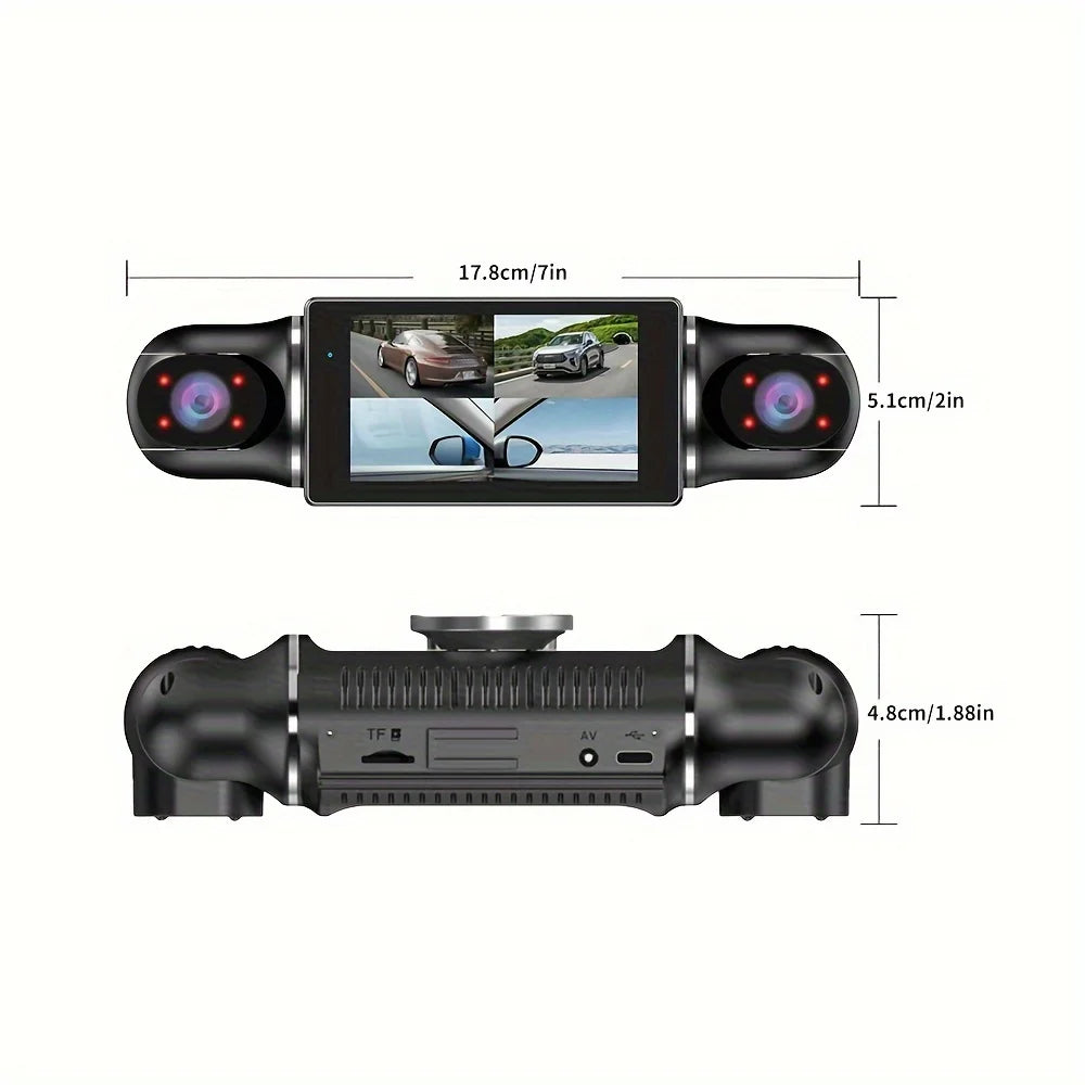 Cámara de salpicadero para coche de 1080P con GPS, WIFI, aplicación, grabadora de vídeo de 4 lentes, DVR de 360°, cámara de visión trasera, monitor de estacionamiento, caja negra, accesorios para coche