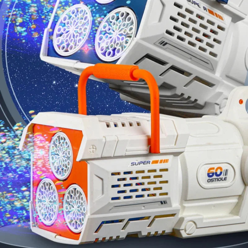 60 Holes Handheld Bubble Gun Electric Automatic Soap Bubble Machine With LED Light Outdoor Wedding Party Game Kids Toys Gifts