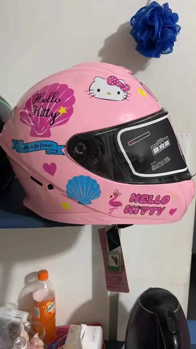 Sanrio Kuromi Cartoon Motorcycle Helmet Fashion Hello Kitty Scooter Helmet Cute High Quality Cute Helmet Four Seasons Gift