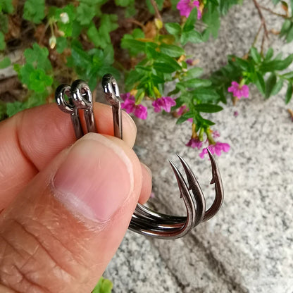 50pcs/Pack Big Eye Fishing Hook Circle Offset Fishhooks Barbed Saltwater High Carbon Steel Fish Hooks For Sea Lake River Fishing