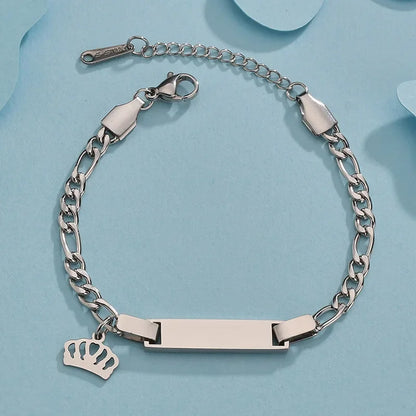 Personalized Stainless Steel Baby Newborn Name Bracelet for Boy Girl Best Gift Custom Heart Crown Butterfly Family Jewelry