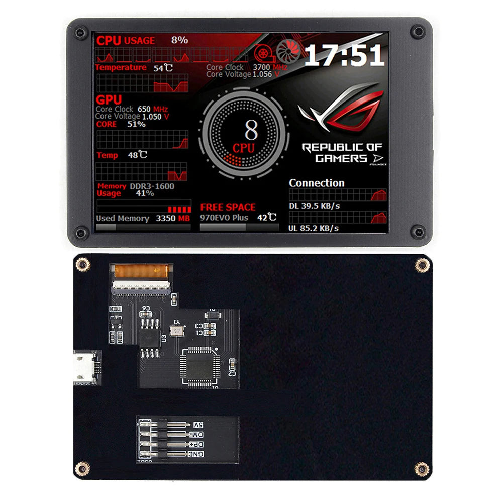 3.5 Inch Computer Monitor Dual USB Temperature Monitoring IPS DIY PC Display Secondary Screen CPU GPU RAM HDD Monitor for PC