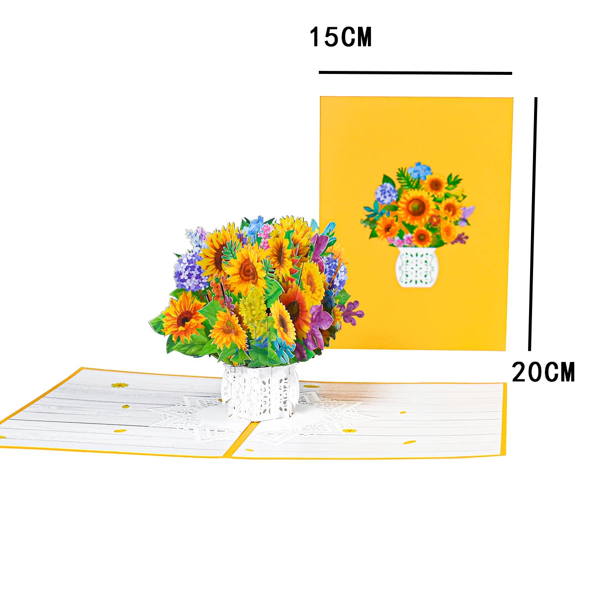 Tarjeta de felicitación emergente con flores en 3D para cumpleaños, día de la madre, día del padre, graduación, aniversario de bodas, mejórate pronto, simpatía