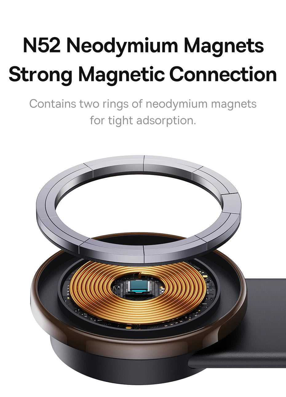 Baseus C02 Pro Series Magnetic Wireless Charging Car Mount Cluster Black