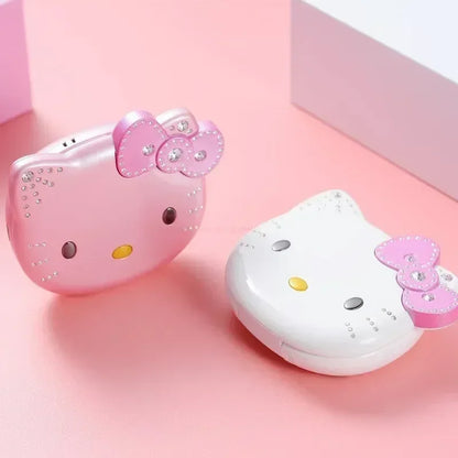 Sanrio Hello Kitty Flip Phone New Cartoon Cute Children White Pink Kawaii Mini Phone Children Birthday Gifts Fashion Model Toys
