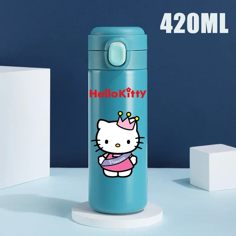 Sanrio 420 ML Thermos Mug Hello Kitty Cartoon 304 Stainless Steel Portable Water Cup Travel Water Bottle Kawaii Cups Kids Gifts