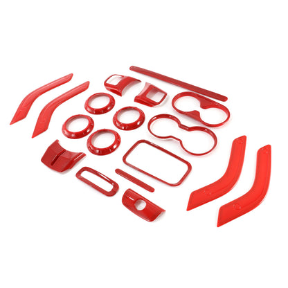 18 piezas de accesorios de decoración para el interior del coche, cubierta embellecedora para Jeep Wrangler JK JKU 2011 2012 2013 2014 2015 2016 2017 4 puertas