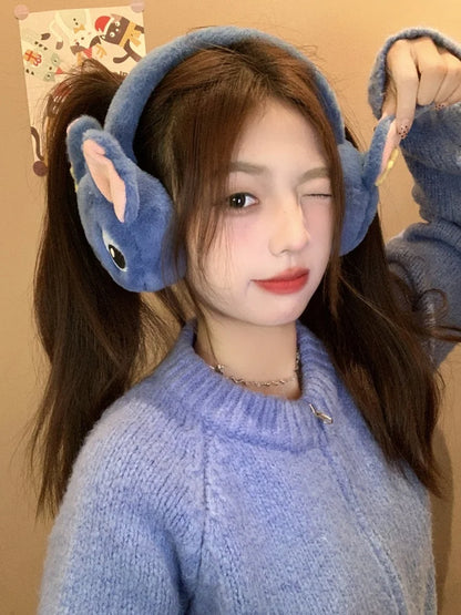 Original Disney Stitch Alex Didi Ear Muffs Gloves Plush Windproof Warm Cute 2024 New Ear Bags Children Ear Cover Winter Kid Gift
