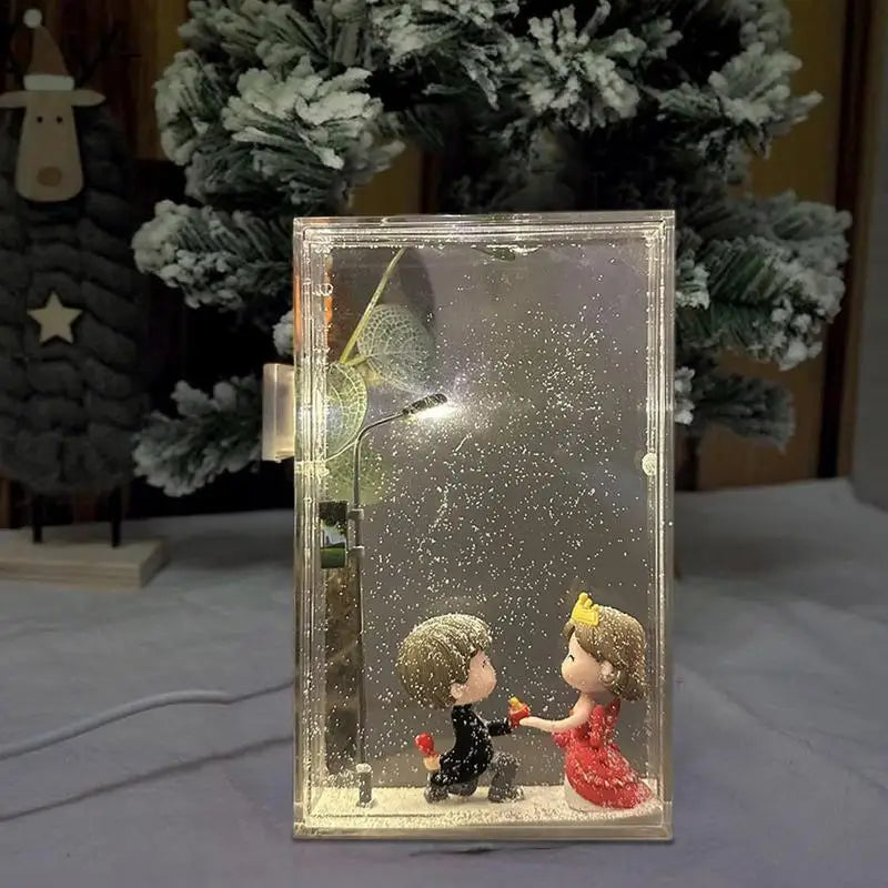 Snowy Night Flowing Small Night Light Street Light Snow Simulation Kids Toy Diy Material Package Toy Snowman Doll Christmas Gift