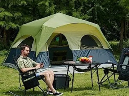 Tente de camping pour 10 personnes avec porche, grande tente familiale avec 2 pièces séparées par un rideau, camping, voyage en plein air, résistante à l'eau